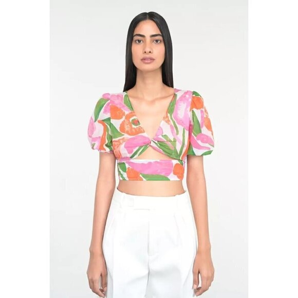 Banjanan Floral Aurora Top in Euphoric Bloom Vivid Large Womens Blouse - Picture 16 of 16